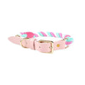 Luxe Royal Leather Rope Collar - Cotton Candy-0