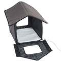 Heated Outdoor Cat House with Lamb Wool Padded Cats Bed in Brown-0
